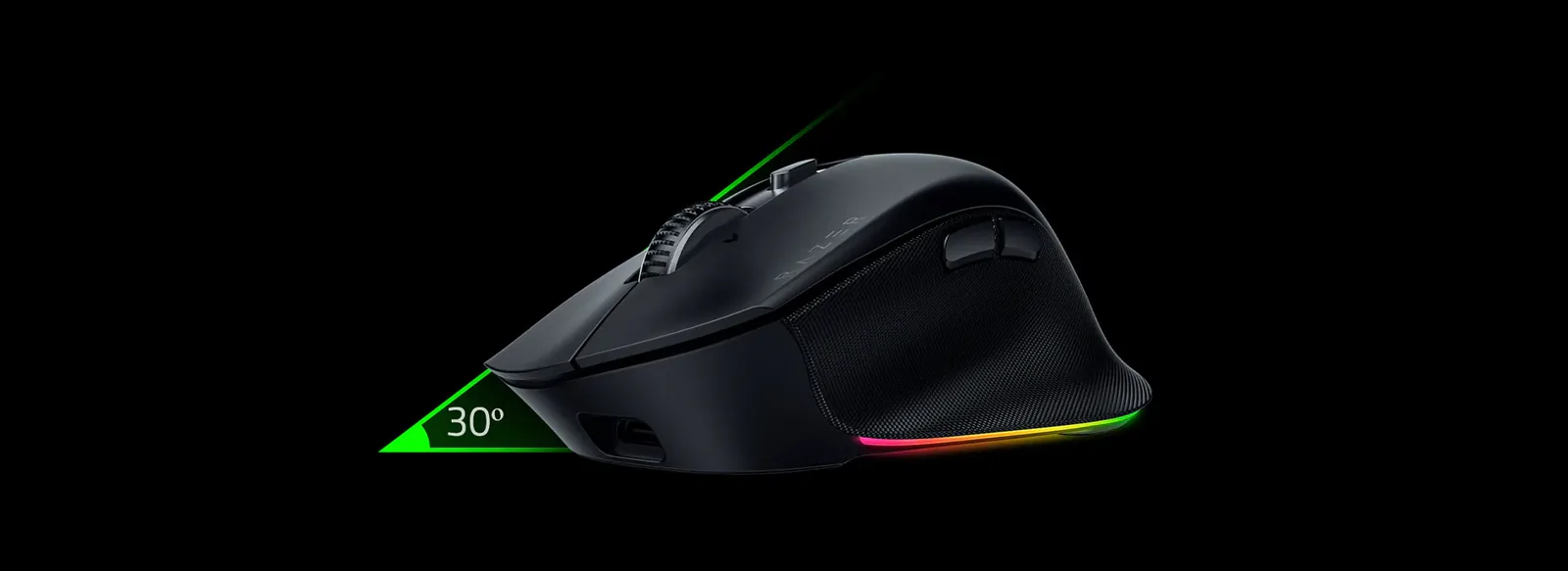 Ratón Razer Pro Click V2 negro con iluminación en la base