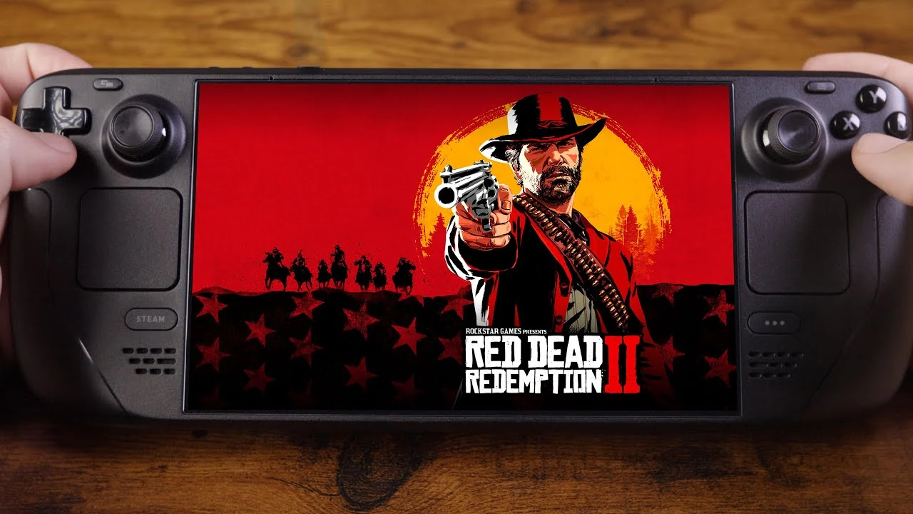 Steam Deck mostrando la imagen de portada de Red Dead Redemption 2
