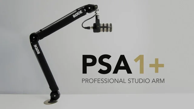 Raised RØDE PSA1+ arm with a microphone attached