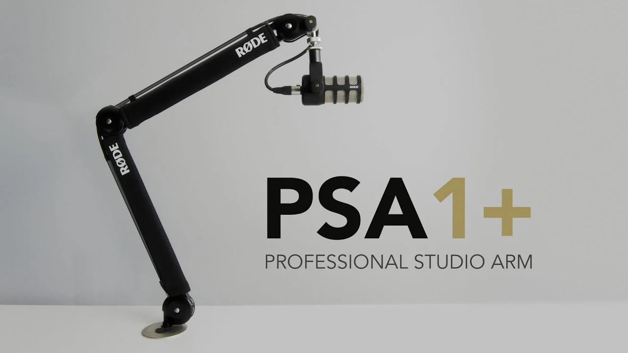 Brazo RØDE PSA1+ elevado con un micrófono instalado
