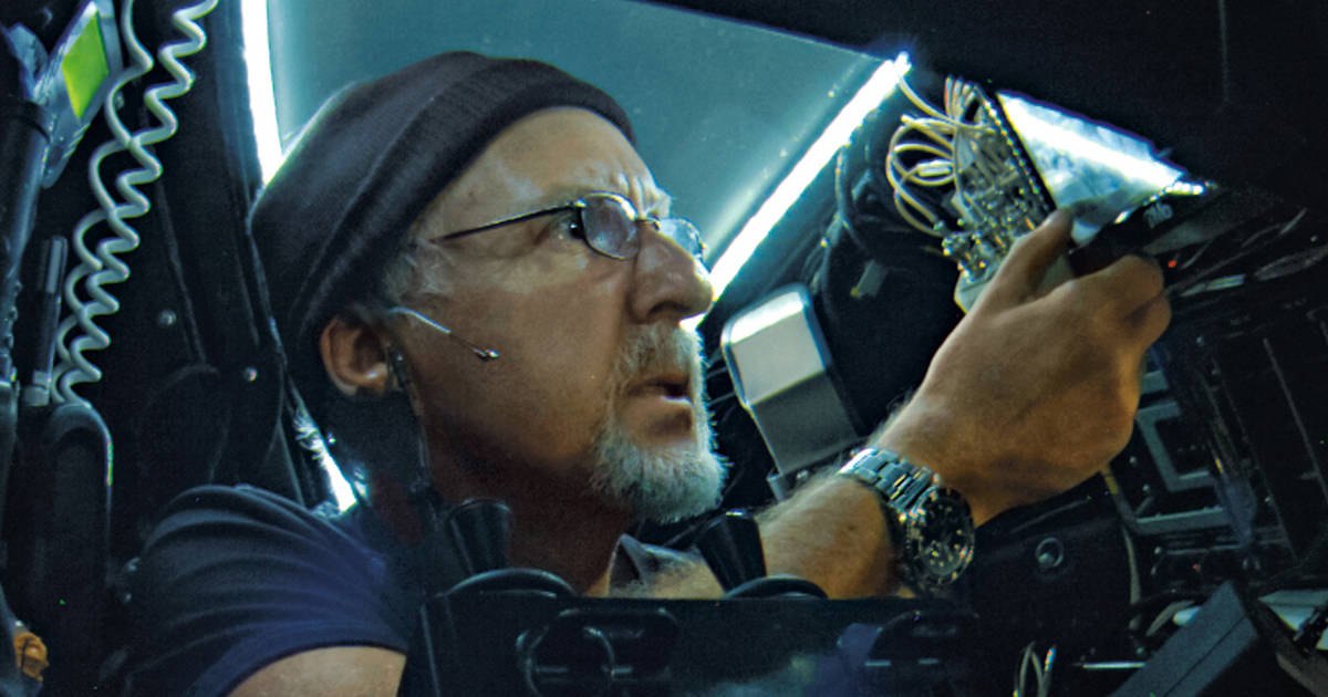 James Cameron working inside a submersible