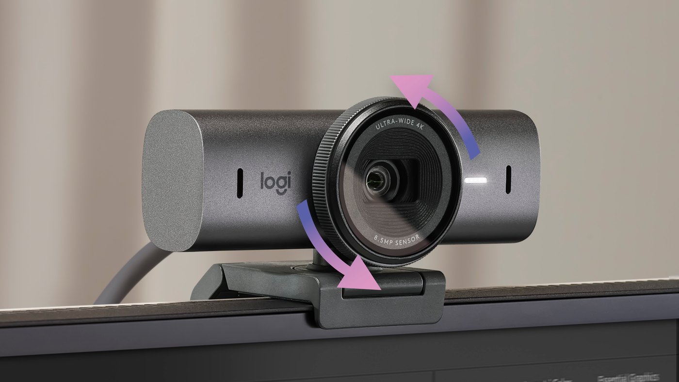Logitech MX Brio 4K webcam on a monitor