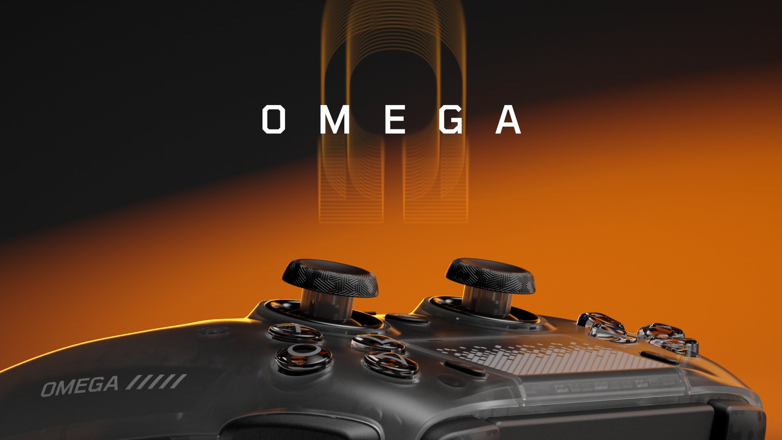 SCUF Omega PS5 controller on an orange background