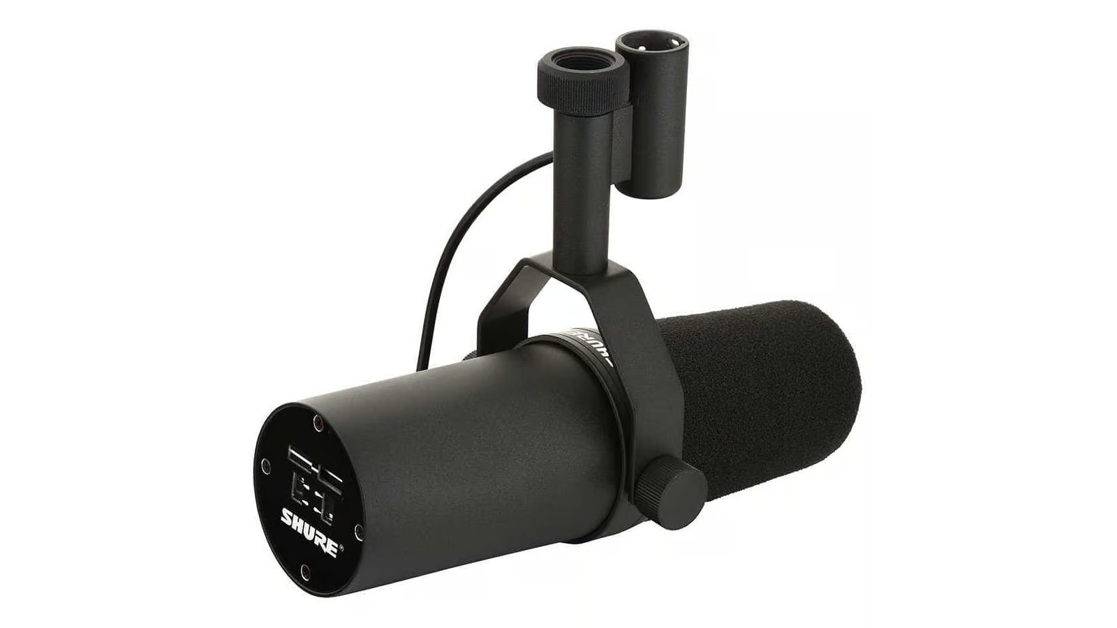 Shure SM7B microphone on its mount