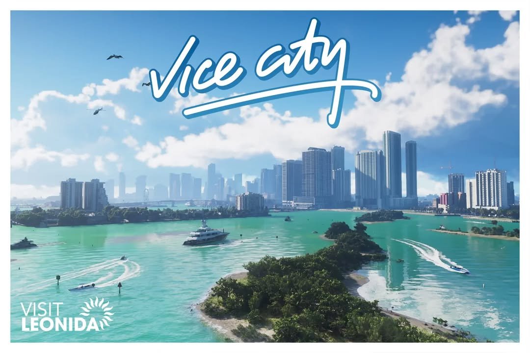 Official Vice City postcard reading Visit Leonida