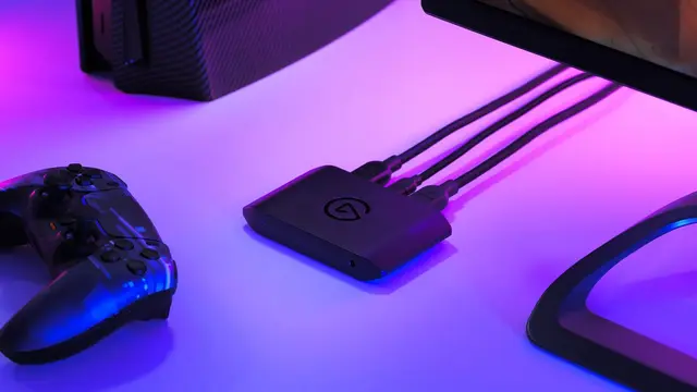 Elgato Game Capture 4K X capture card with HDMI cables plugged in