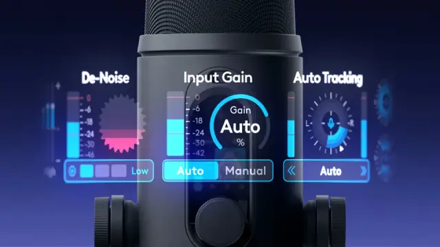 Logitech Yeti 2 with gain and voice tracking indicators