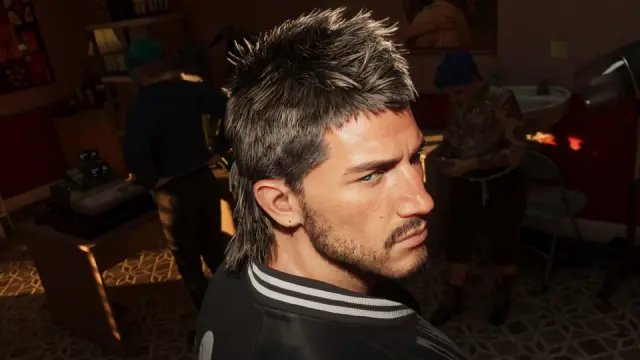 Personaje de GTA VI en una peluquería